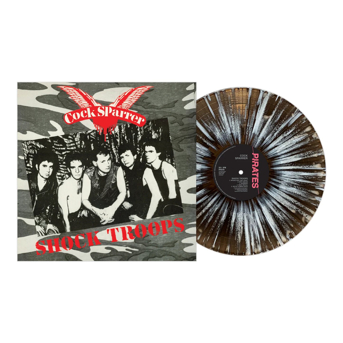 Cock Sparrer - Shock Troops - Black Ice w/ White Splatter Vinyl - LP