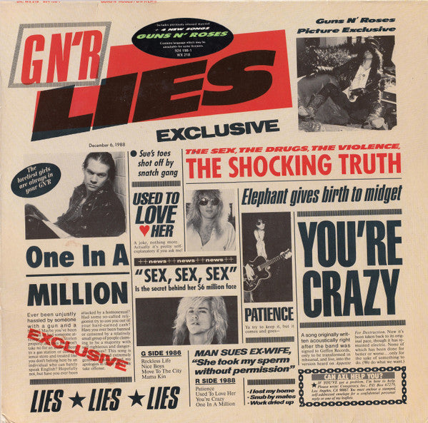 Guns N' Roses – Lies - Limited Color Vinyl UK Import - LP