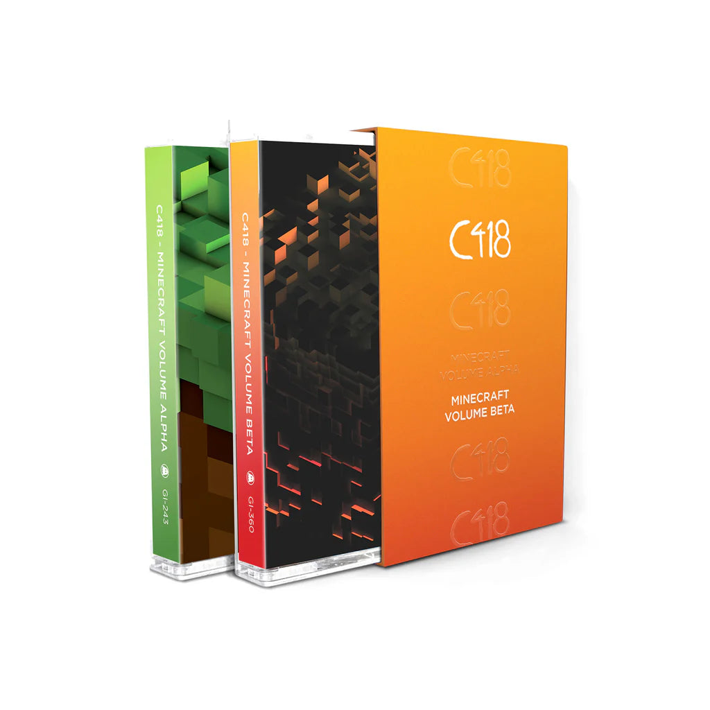 C418 - Minecraft: Alpha + Beta - 2xCassette ( Green w/ White Ink & Orange w/ White Ink )