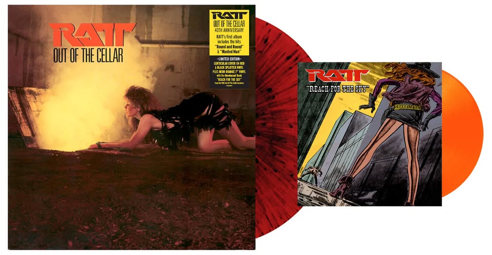 Ratt - Out of the Cellar - 40th Anniv Red n Black Splatter / Neon Orange 7" LP+ 7"