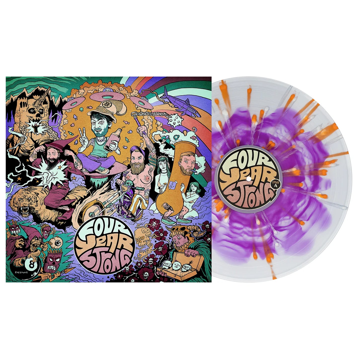 Four Year Strong – Four Year Strong - Neon Purple /Clear W/ Heavy White n Orange Splatter - LP