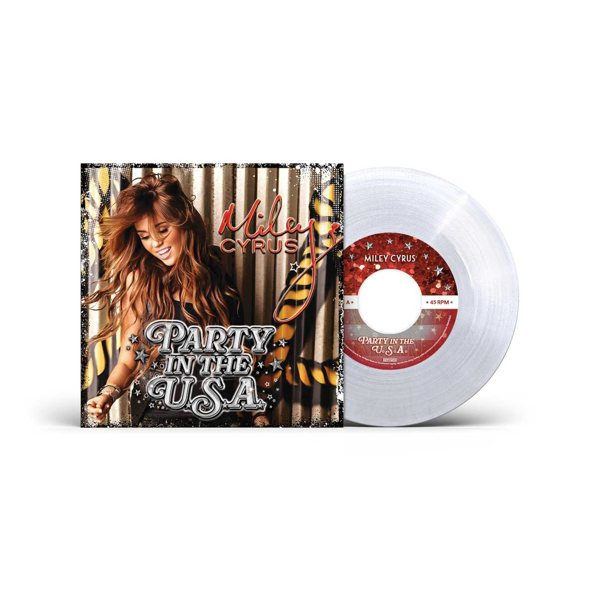 Miley Cyrus  - Party in the U.S.A. -  45rpm Clear/Glitter Vinyl  7"