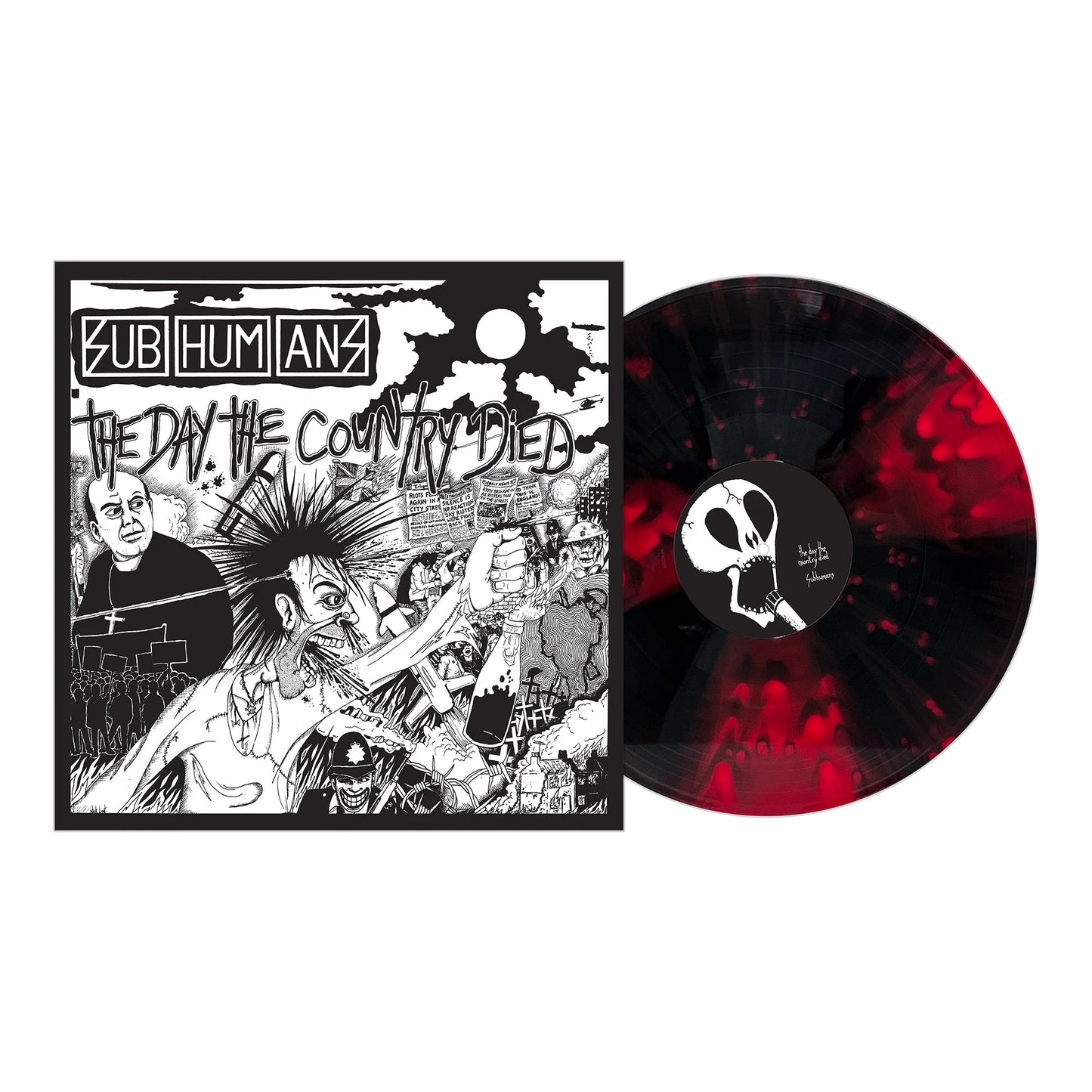Subhumans - The Day The Country Died - Pinwheel Black Ice & Red w/ Red Splatter - LP
