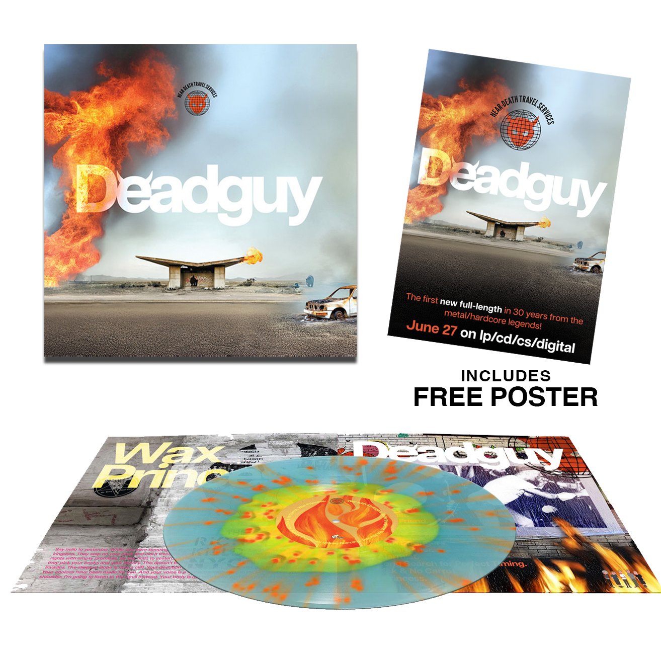 Deadguy - Near Death Travel Service - (SKY VALLEY EXCLUSIVE) Yellow/Electric Blue/Neon Orange Splatter - LP